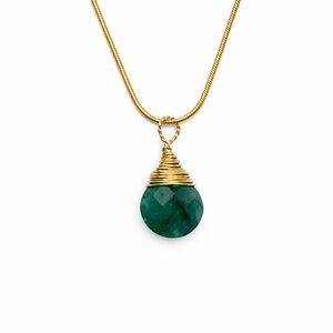 N2003 S925 Emerald Snake Chain Necklace